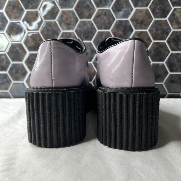 DEMONIA Creepers Women Size 10 3” Platform Goth Shoes Purple *BLEMISHES NO LACES - Picture 7 of 11